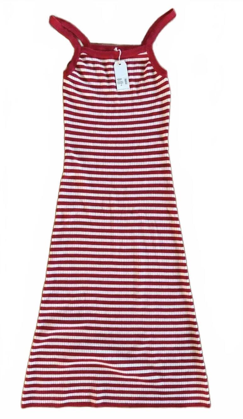 NEW BY TOGETHER women's knit sweater viscose polyester nylon striped dress in cr